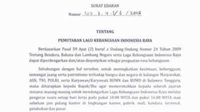 Membangun Semangat Nasionalisme, Lagu Indonesia Raya Akan Diputar di Instansi dan Ruang Publik