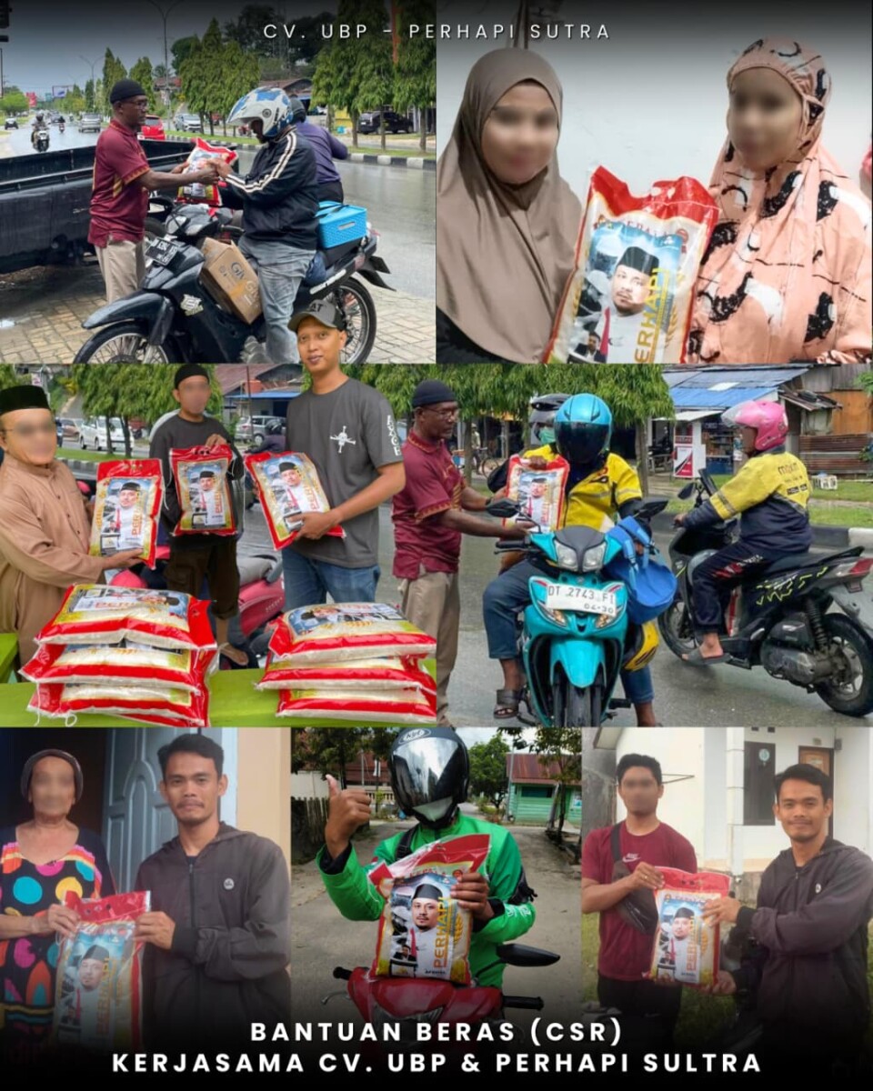 CV UBP dan PERHAPI Sultra Salurkan 1.000 Karung Beras untuk Warga yang Membutuhkan di Kendari