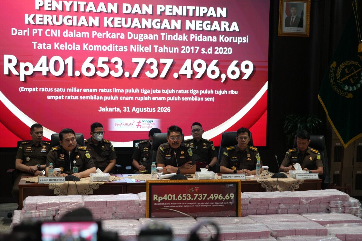 Kejagung Terima Rp401,65 Miliar dari PT CNI dalam Perkara Nikel